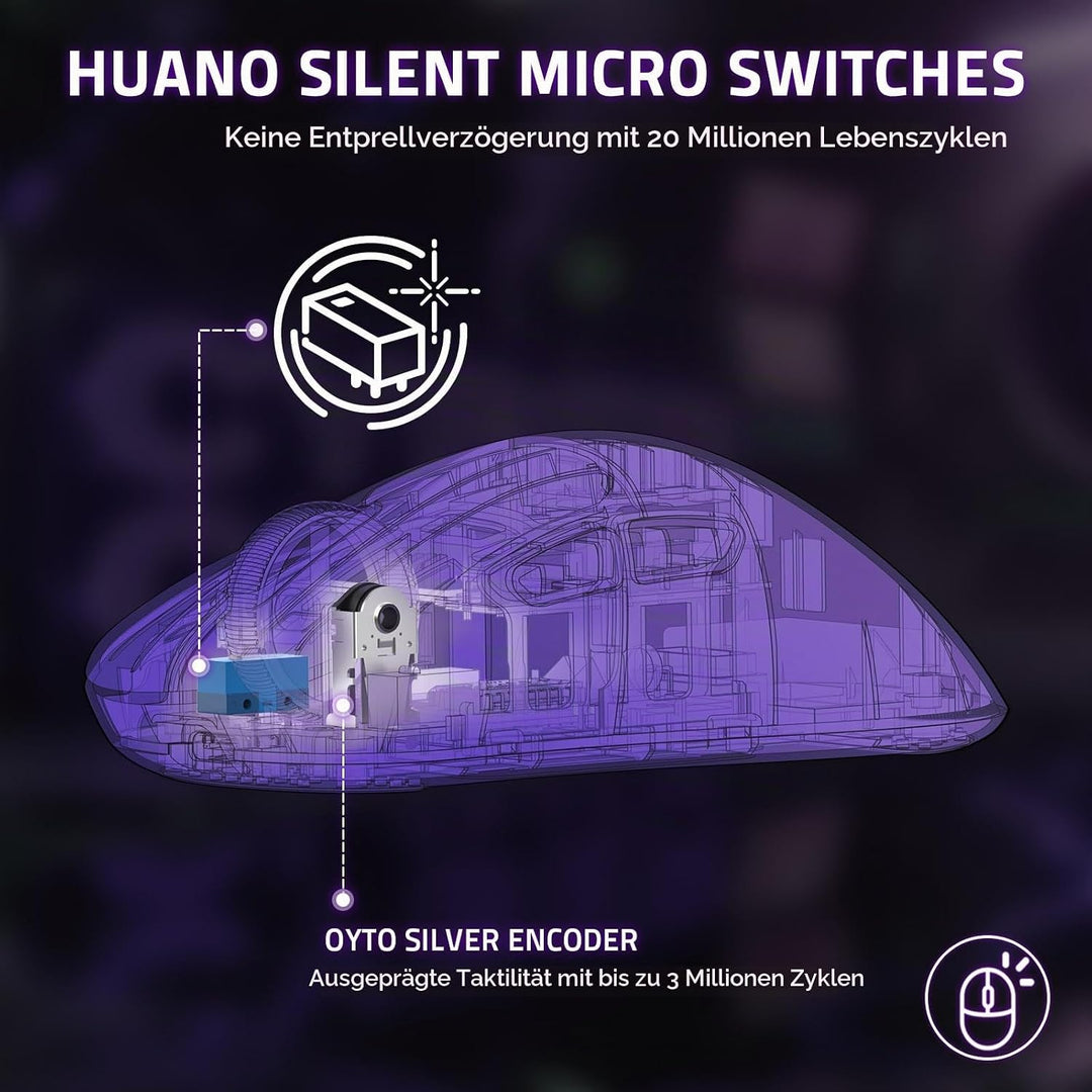 LexonElec HXSJ T700 Ultra-Light Wireless Gaming Mouse, Ergonomischer Formfaktor für Rechtshänder, BT