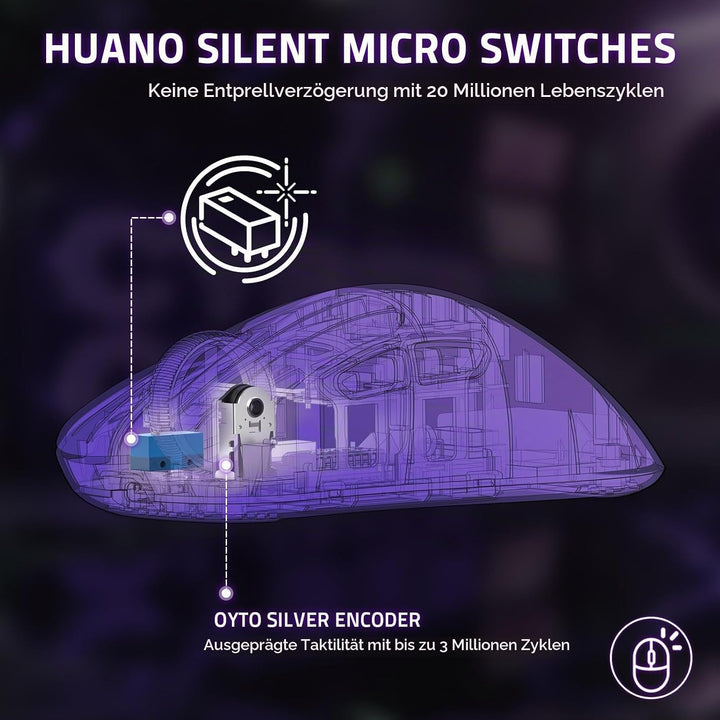 LexonElec HXSJ T700 Ultra-Light Wireless Gaming Mouse, Ergonomischer Formfaktor für Rechtshänder, BT