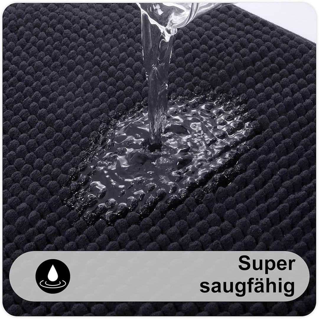 Homaxy Chenille Badezimmerteppich Set 2 teilig rutschfeste Badematte Set Weich Saugfähige Badteppich