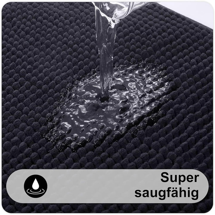 Homaxy Chenille Badezimmerteppich Set 2 teilig rutschfeste Badematte Set Weich Saugfähige Badteppich