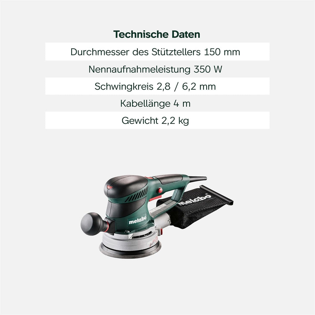Metabo Exzenterschleifer SXE 450 TurboTec (600129000) Karton, Durchmesser des Stütztellers: 150 mm,