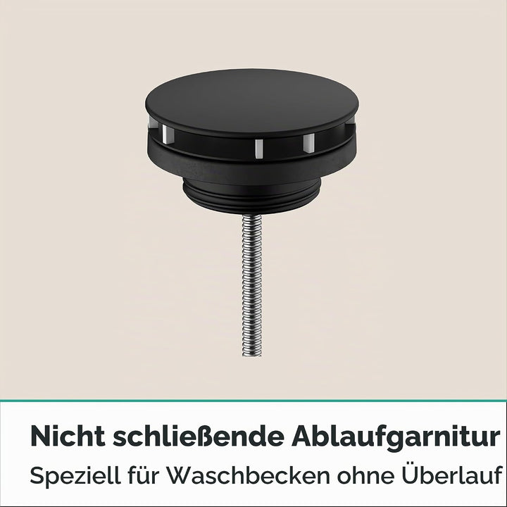 hansgrohe Ablaufgarnitur nicht verschliessbar für Waschbecken, Mattschwarz Matt-schwarz, Matt-schwar