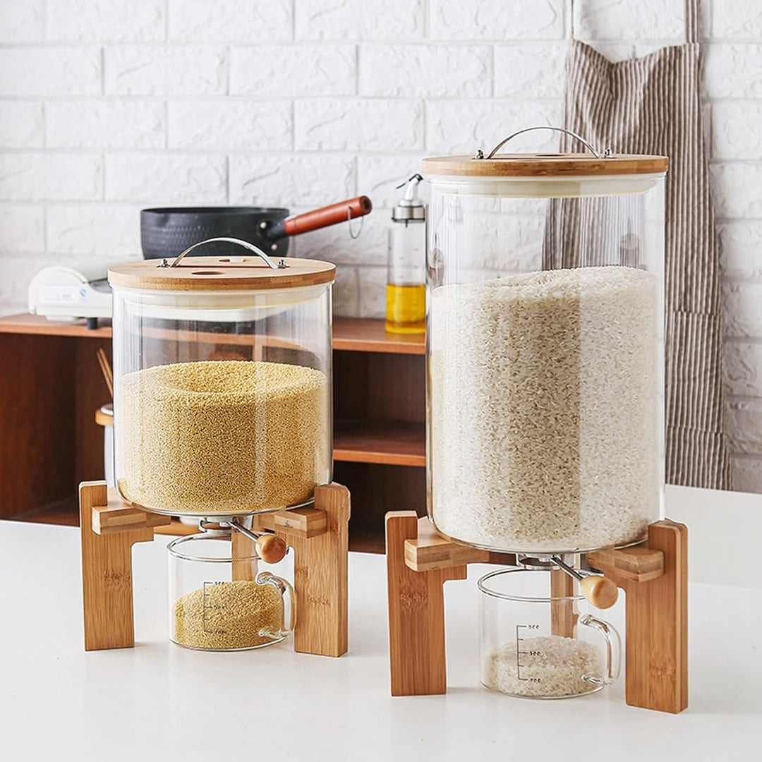 Reisbehälter, Rice Dispenser mit Messbecher Glas, Müslispender Glas, Versiegelter Cerealienspender M