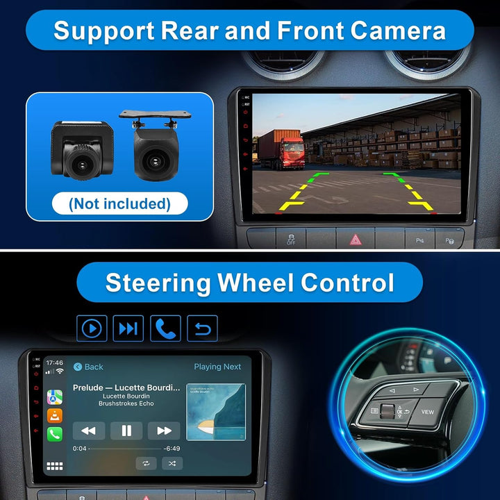 Android Autoradio mit Bildschirm für Audi A3 S3 RS3, 8-Core 4GB+64GB Wireless Android Auto Carplay A