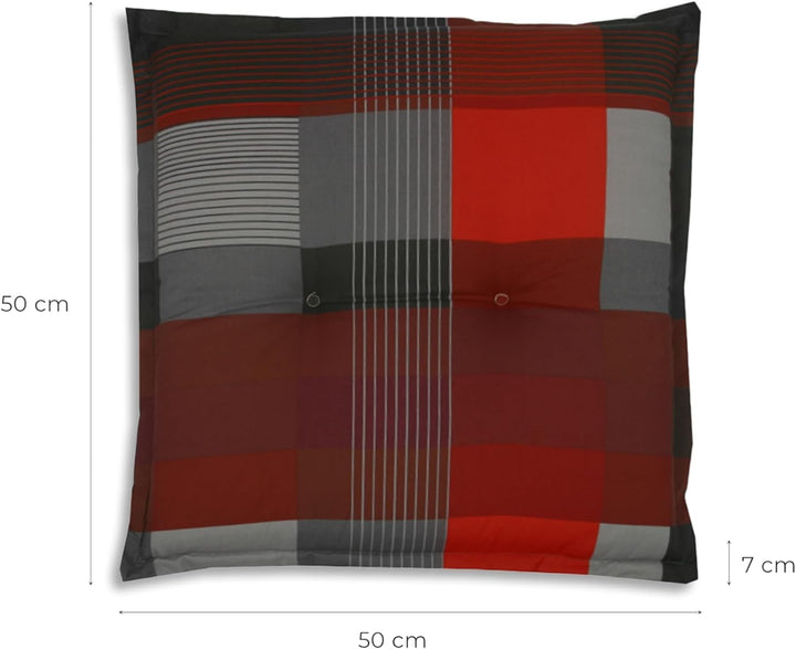 Bequeme und attraktive Polsterauflagen für Gartenhocker (2er-Set, Karo rot, Hocker) Hocker Karo Rot