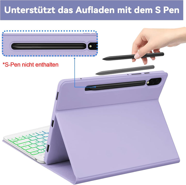 Bettdow für Samsung Galaxy Tab S10+/S10 Plus Tastatur Hülle, QWERTZ Layout Abnehmbarer Beleuchtete T