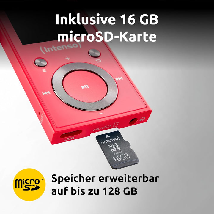 Intenso MP3 Player Video Scooter 1,8 Zoll Bluetooth pink pink 16GB Single, pink 16GB Single