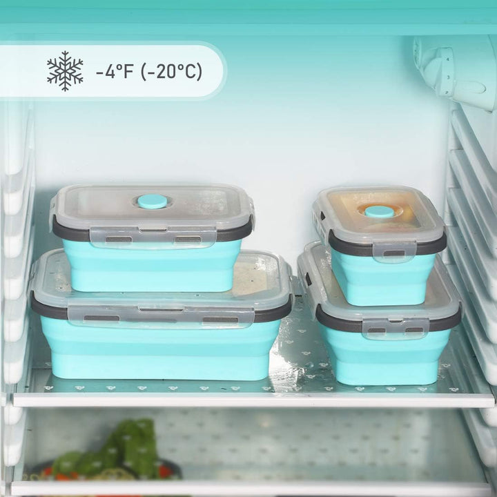 Zusammenklappbarer Aufbewahrungsbehälter aus Silikon mit Deckel, tragbarer Bento-Box zum Platzsparen