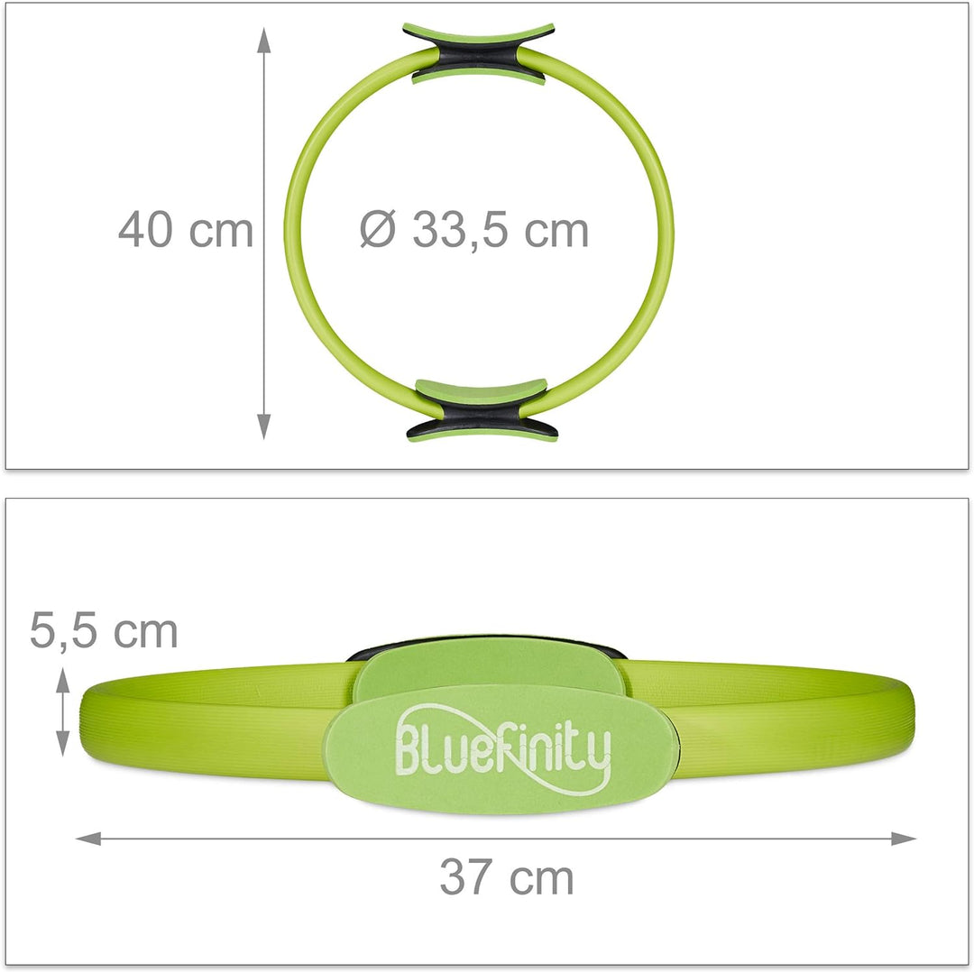 Bluefinity Pilates Ring mit Übungen, Doppelgriff, gepolstert, Widerstandsring Yoga, Fiberglas, Fitne