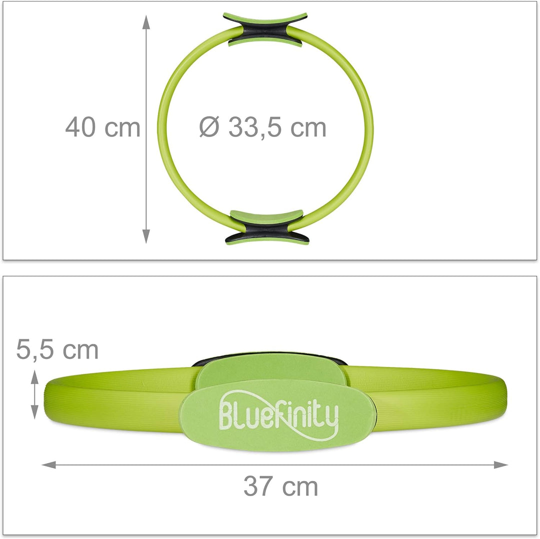 Bluefinity Pilates Ring mit Übungen, Doppelgriff, gepolstert, Widerstandsring Yoga, Fiberglas, Fitne