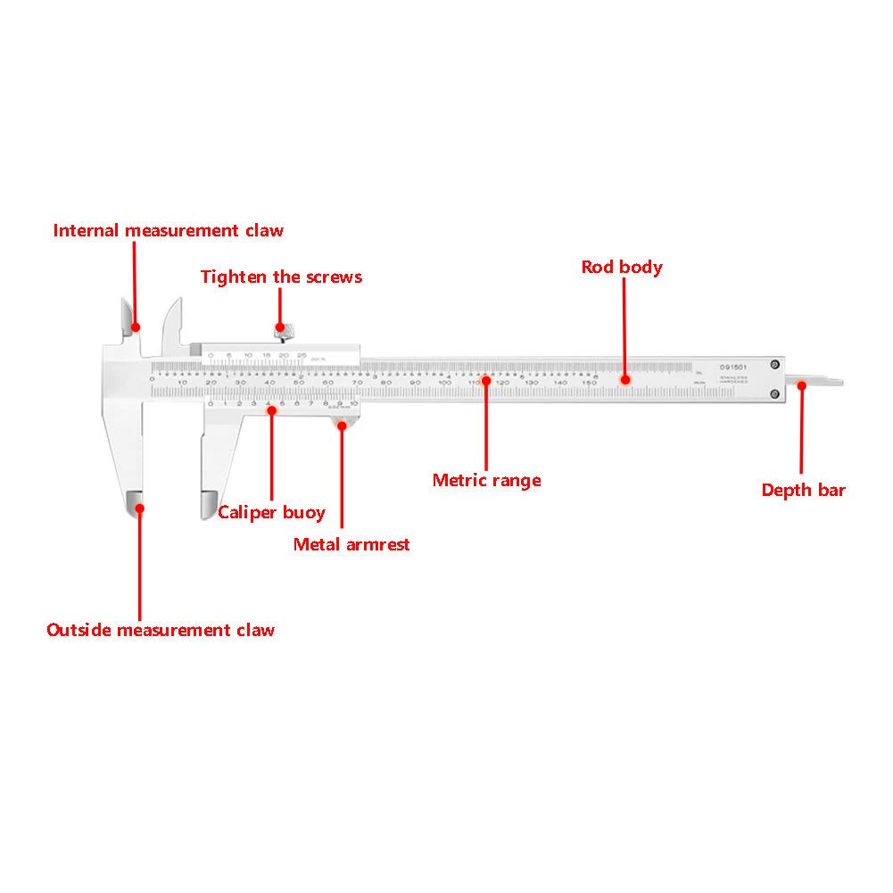 0-200 mm Messschieber,Kohlenstoffreicher Stahl Präzisions Messschieber mit hoher Messgenauigkeit zum