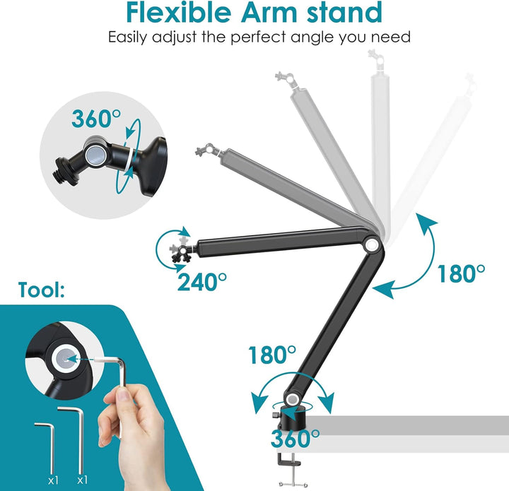 YOUSHARES Mikrofonarm Boom Arm, Universeller Mic Arm kompatibel mit Razer Seiren X, Razer Seiren Min