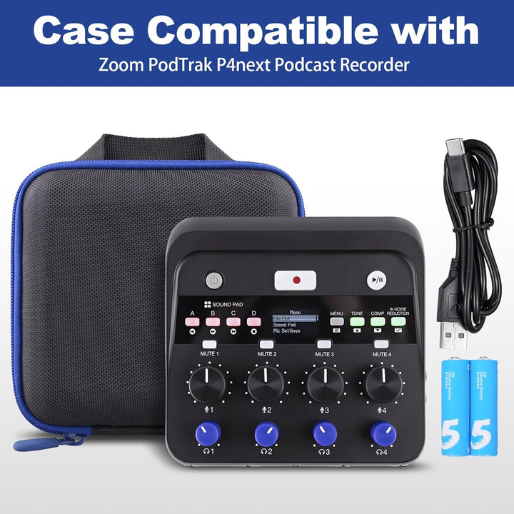 co2CREA Hart Reise Schutz Hülle Etui Tasche für Zoom PodTrak P4next Podcast Recorder, Nur Hülle, für