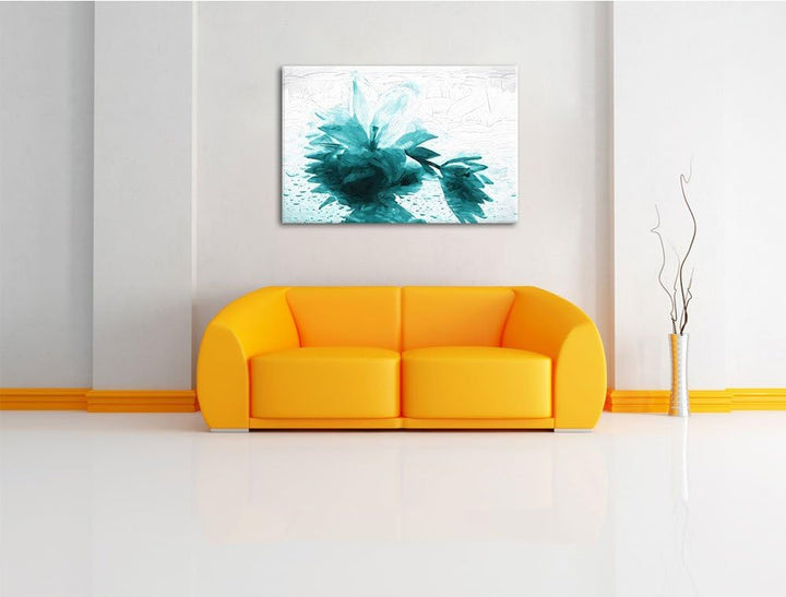 Düstere Lilie mit Zen Steinen Deluxe Format: 100x70 cm auf Leinwand, XXL riesige Bilder fertig gerah