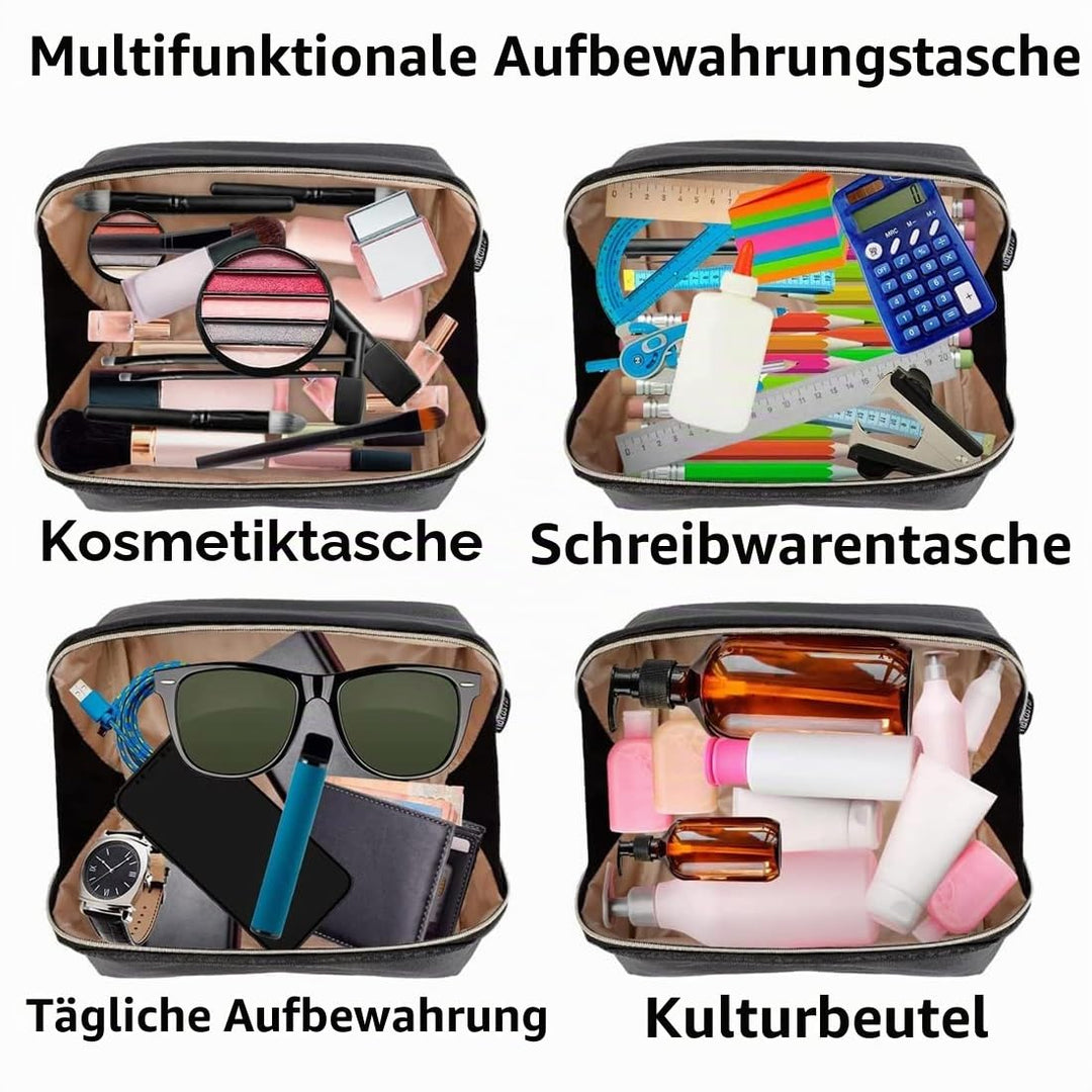 1PCS Make Up Tasche, Reise Kosmetiktasche mit grossem Fassungsvermögen, tragbare wasserdichte Leder