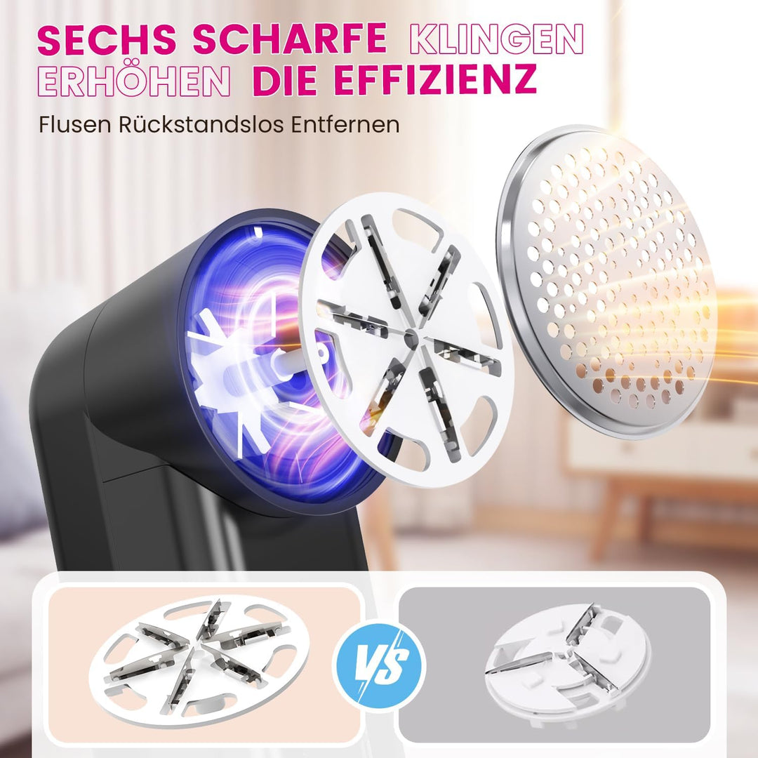 Fusselrasierer Elektrisch, Tragbarer Aufladbar Fusselentferner, LED-Anzeige, Kompletter Fusselrasier