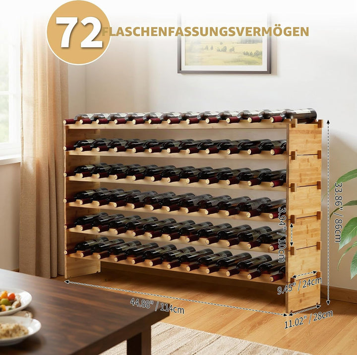 GarveeHome Weinregal Wein Regal Bambus Stapelbar Flaschenregal Flaschenständer AA-Qualität Ohne Schr