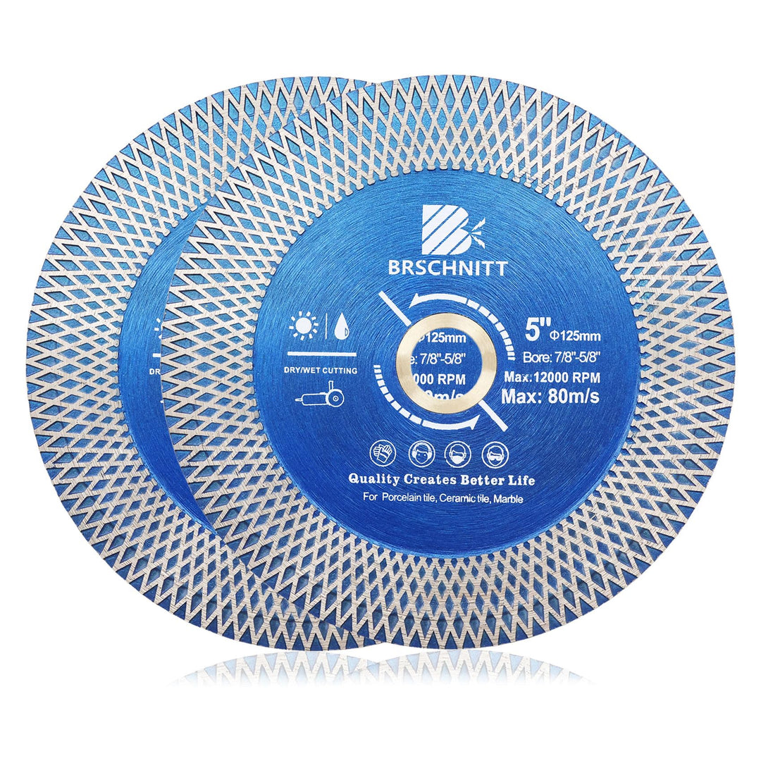 Diamant Trennscheibe 125mm - BRSCHNITT Doppelseitig zum Schneiden und Schleifen für Keramik, Fliesen