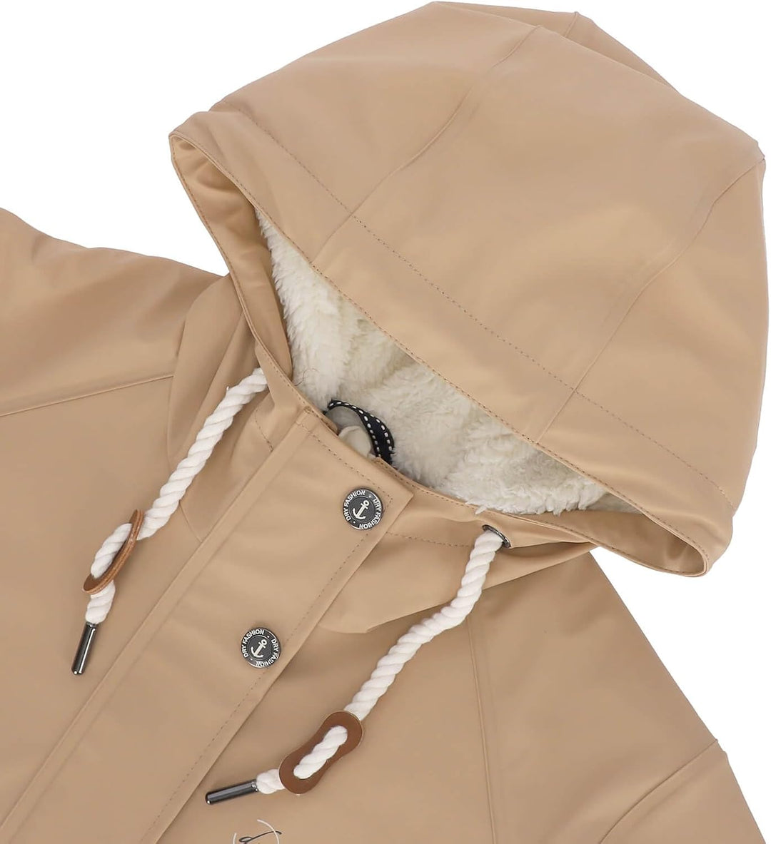 Dry Fashion Damen Regenmantel Malmö - Frauen Regenjacke Jacke mit Kapuze Lang Winddicht Wasserdicht