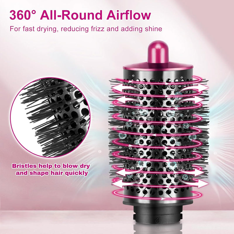 Grosse runde Volumenbürste für Dyson für Airwrap, Rundbürste Volumizer Aufsatzwerkzeug Rose Red, Ros