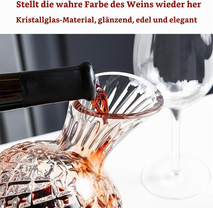 Dekanter Rotwein, Weinkaraffe, 1200ml Dekanter, 360 Grad Drehbar Wein Dekanter, Drehender Weindekant