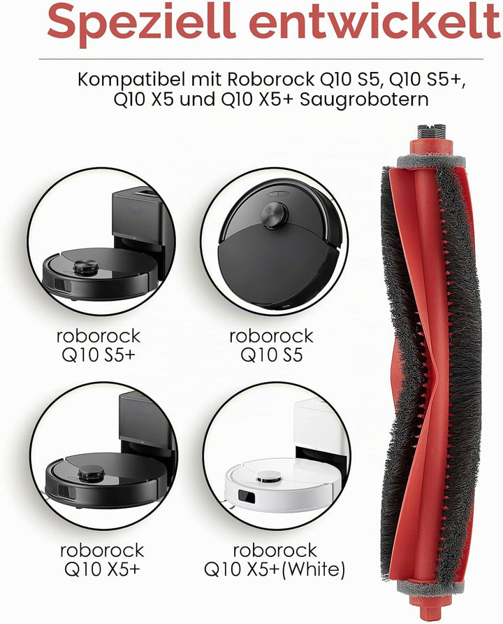 (2 Stück) Q10 S5, Q10 S5+, Q10 X5, Q10 X5+ Rollbürsten Walzenbürsten für Roborock Q10 S5, Q10 S5+, Q