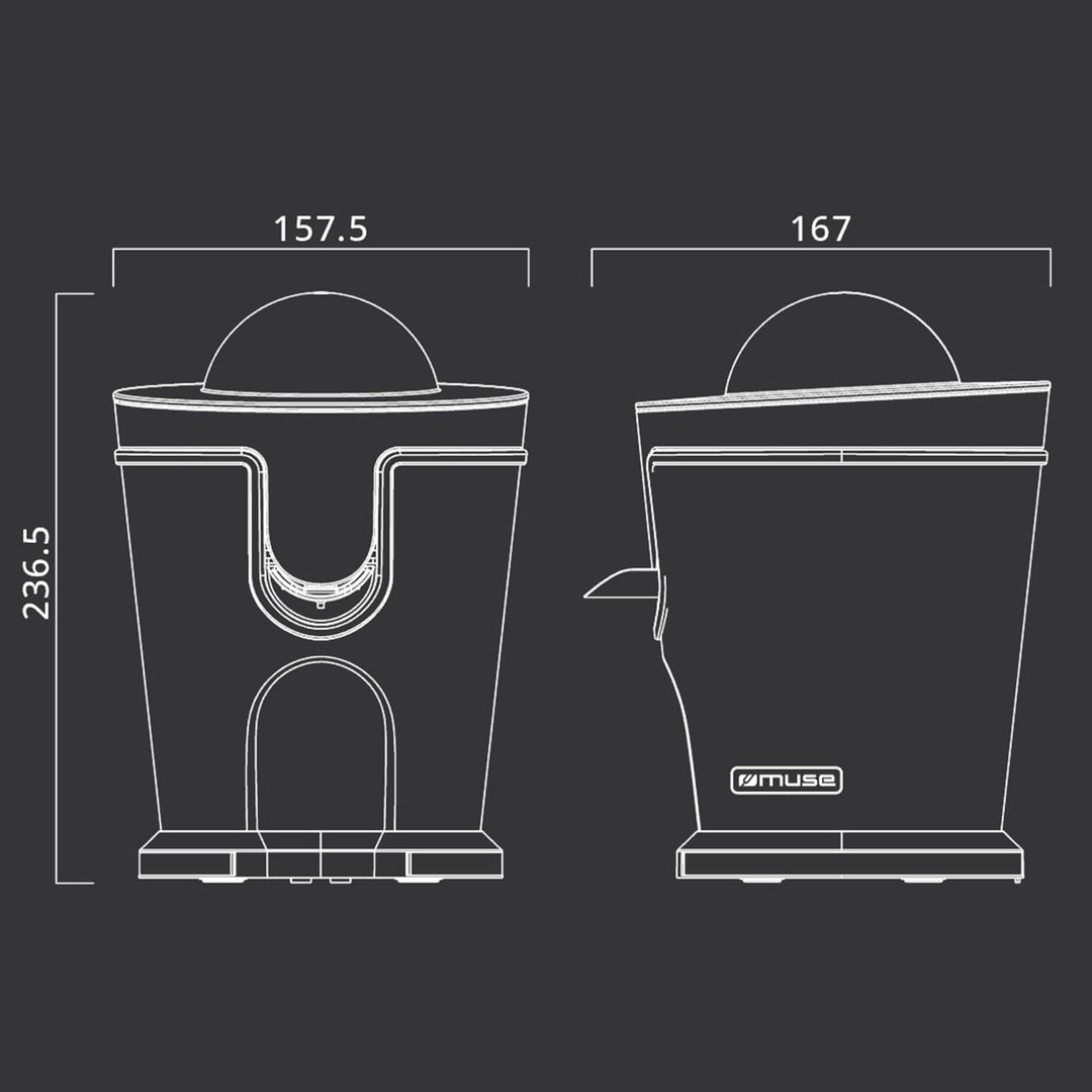 Muse MS-10 CP Power Juicer, Fruchtsaftpresse aus Edelstahl, Schwarz und Chrom, Hohe Leistung und Eff