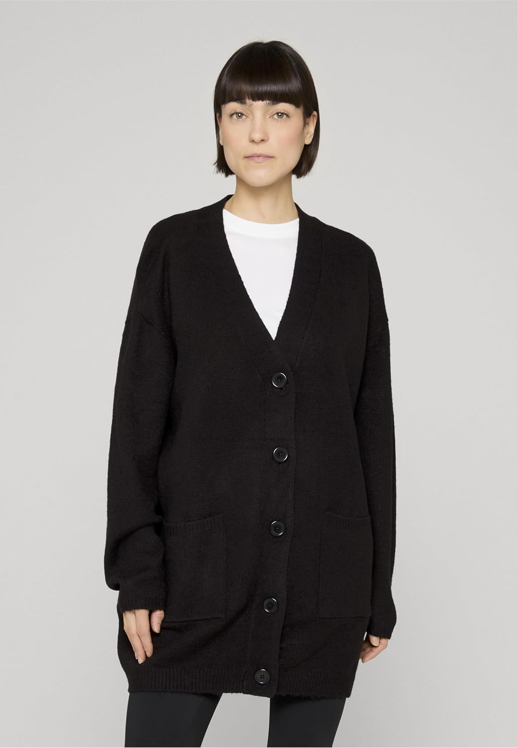 Urban Classics Damen Ladies Chunky Fluffy Knit Cardigan Strickjacke, Schwarz