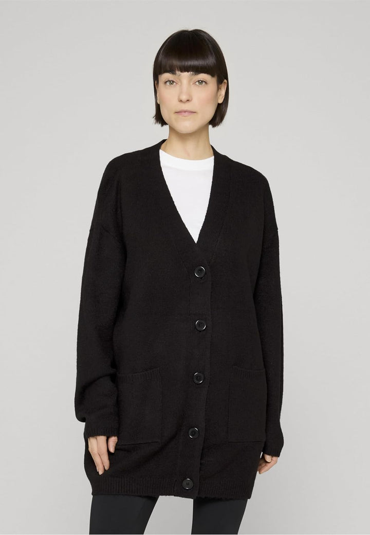 Urban Classics Damen Ladies Chunky Fluffy Knit Cardigan Strickjacke, Schwarz