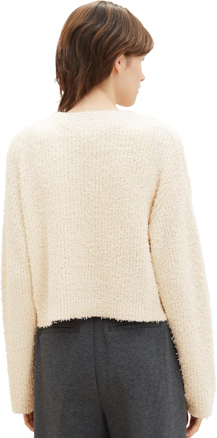 TOM TAILOR Denim Damen Cosy Relaxed Cardigan L 29511 - Soft Neutral Beige, L 29511 - Soft Neutral Be