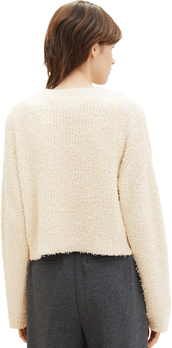 TOM TAILOR Denim Damen Cosy Relaxed Cardigan L 29511 - Soft Neutral Beige, L 29511 - Soft Neutral Be