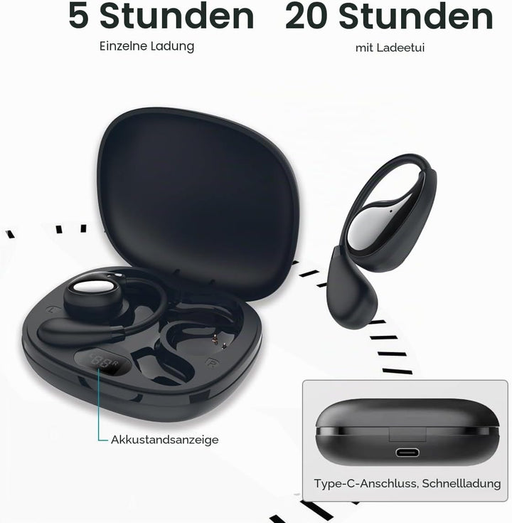 Snug 10 Open-Ear Sport Bluetooth-Ohrhörer – Ultraleichte kabellose Kopfhörer mit Ohrbügel, sicherer