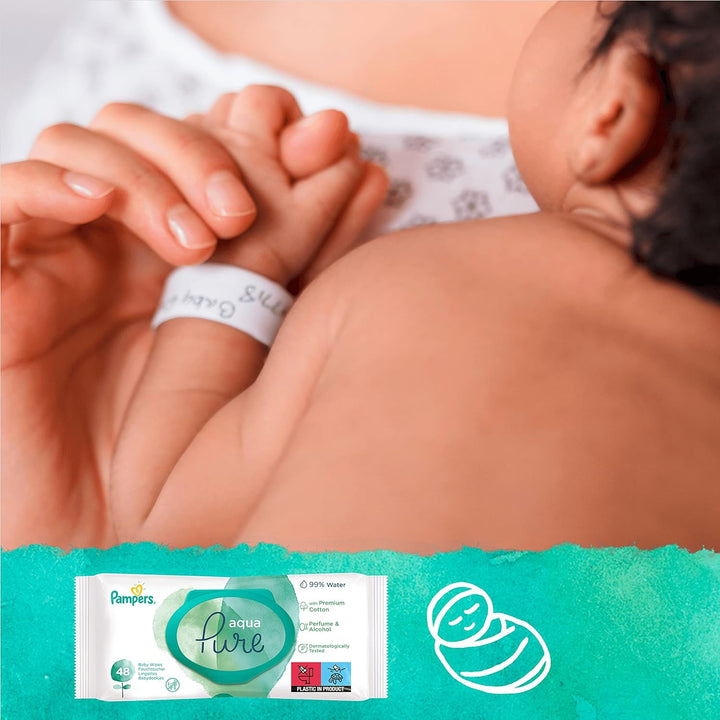 Pampers Baby Feuchttücher Harmonie, Aqua Pure, 144 Tücher (3 x 48), Alte Version, 144 stück (1er Pac