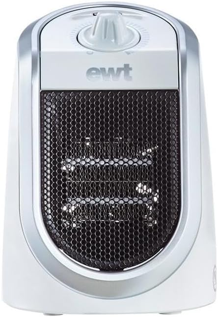 EWT Keramik-Heizlüfter DDF 250 W, kompaktes Tischgerät mit USB-Anschluss & Thermostat, Ladefunktion