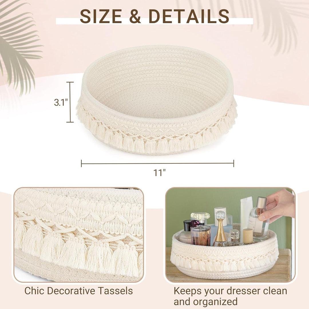 Mkono Make-up Halter Organizer Makrame Dekorativer Gewebter Seilkorb Boho Decor Kosmetik Schreibtisc