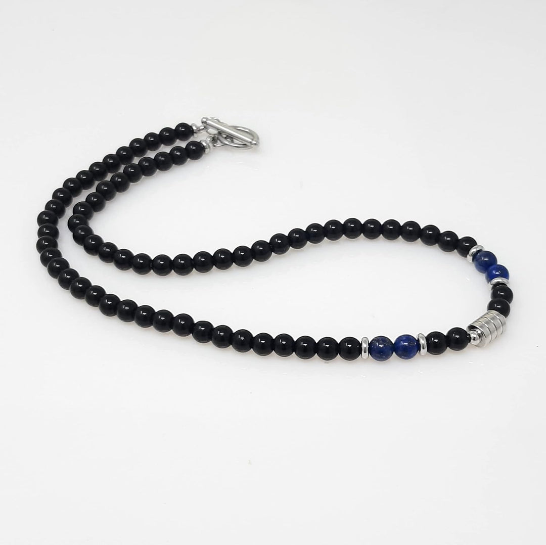 Handgemachte Herren Tigerauge Onyx Perlenkette Kette Natürliche Edelsteine Heilung Kristallschmuck (