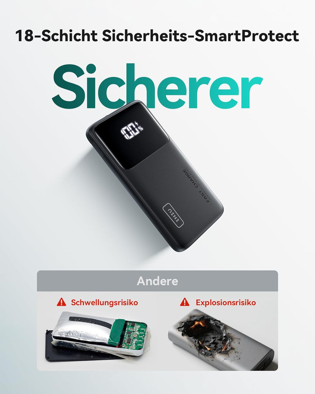 INIU Power Bank, 22.5W Powerbank klein Aber stark 10500mAh, PD3.0 QC4.0 Fast Charging(USB C Input&Ou