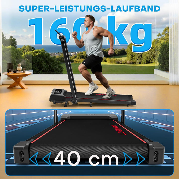 Laufband für Zuhause, VANNECT Walking Pad, 1-12 km/h Klappbares Laufband mit 9% Steigung, Ultra-Leis