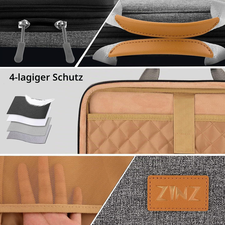 ZINZ Laptoptasche, Computer Hülle, Aktentasche mit mehreren Taschen für 11,6 12,9 13 13,3 14 15 15,6