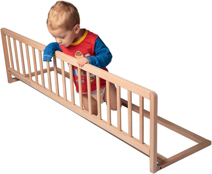 Safetots Extra Breiter Holzbettschutz, Natur, 38cm hoch x 140cm breit, Bettgitter, Sicheres Kinderbe
