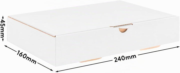 500 Maxibriefkartons Versandkartons Faltschachtel Faltkarton Maxibrief 240 x 160 x 45 mm, Weiss, MB-