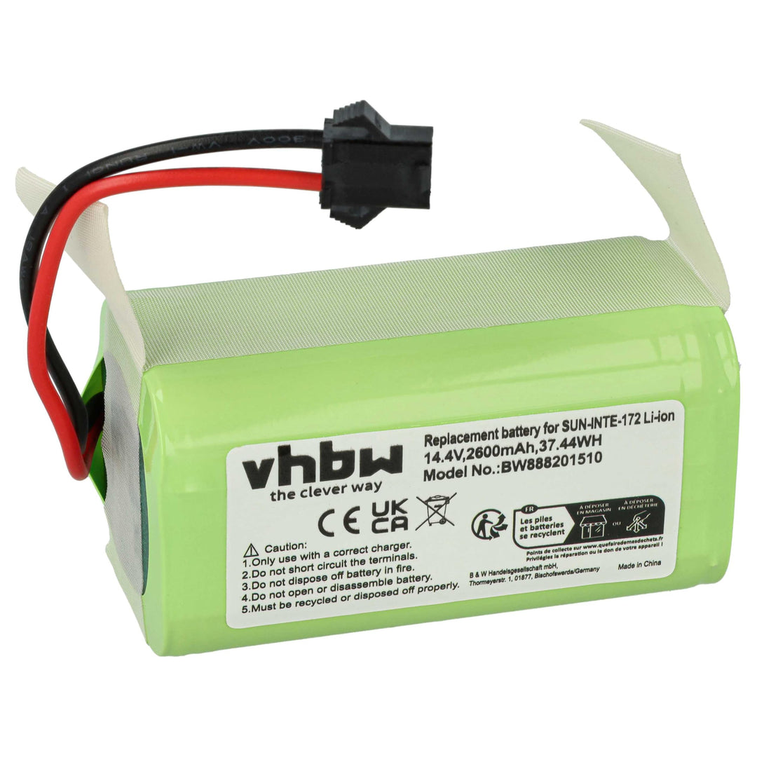 vhbw Akku kompatibel mit Venga VG RVC 3000 Home Cleaner Heimroboter (2600 mAh, 14,4 V, Li-Ion)