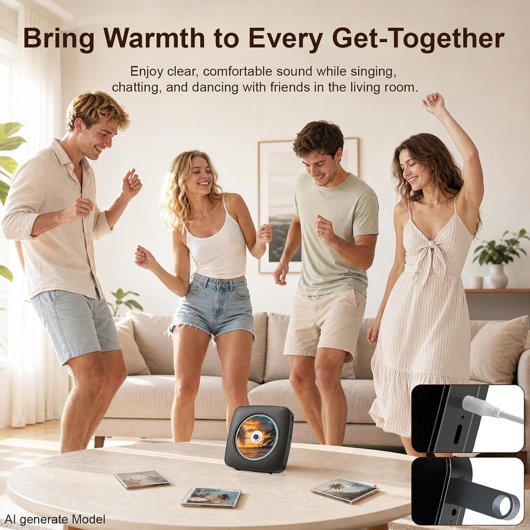 Gueray Desktop CD Player Bluetooth CD-Spieler mit Lautsprechern für Zuhause 1800mAh Tragbarer CD-Pla