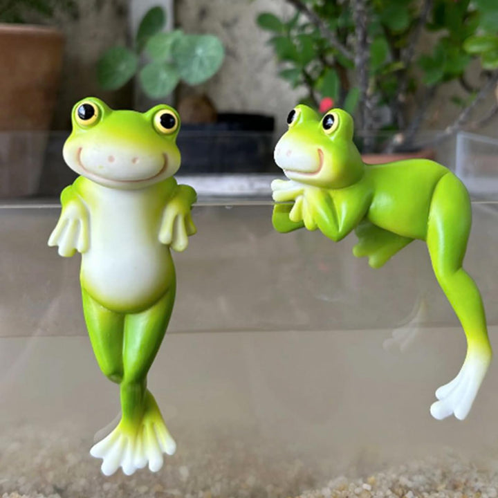 DZAY 2 Stück Blumentopf Hänger Frösche Deko Figuren Frosch Deko Frösche Tiere Harz Statue Gartendeko