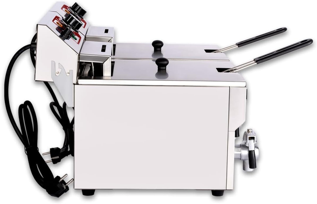 Beeketal 'BTF20B' Doppel Kaltzonen Fritteuse (2 x 9 Liter Volumen für max. 2 x 6 Liter Öl) Edelstahl