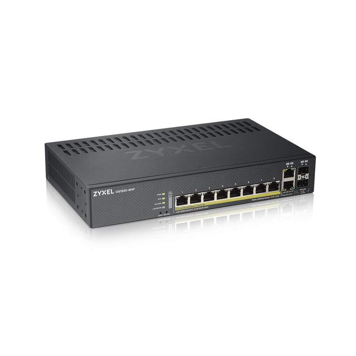 Zyxel Gigabit Ethernet Smart-Managed PoE+ Switch mit 8 Ports, einem Budget von 130 Watt und 2 Gigabi