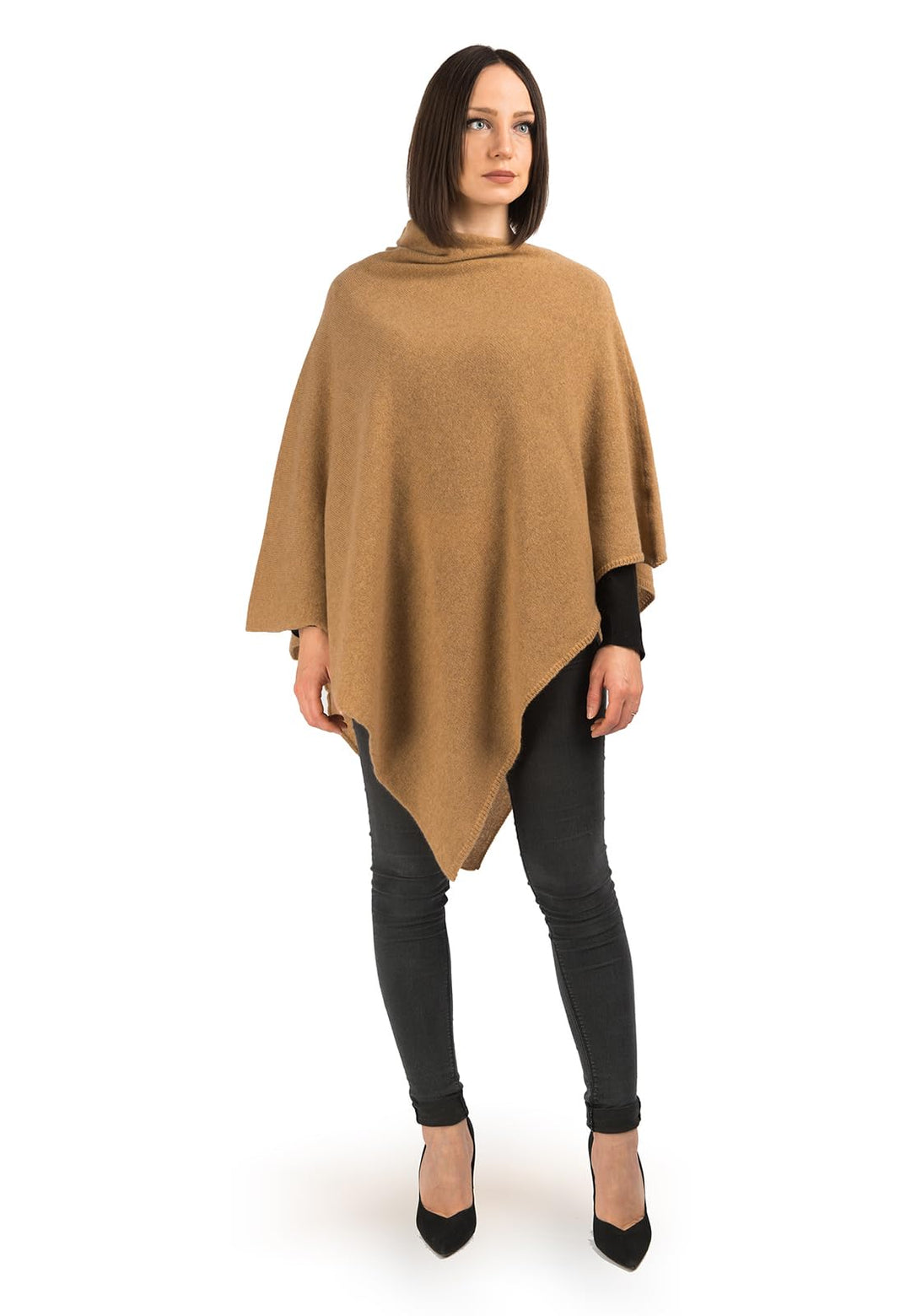 Dalle Piane Cashmere - Poncho aus 100% Kaschmir - Made in Italy - für Frau Einheitsgrösse Kamel, Ein