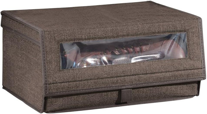 mDesign 4er-Set Schuhaufbewahrung aus Stoff – stapelbare Schuhbox mit Sichtfenster, Klettverschluss