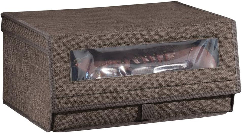 mDesign 4er-Set Schuhaufbewahrung aus Stoff – stapelbare Schuhbox mit Sichtfenster, Klettverschluss