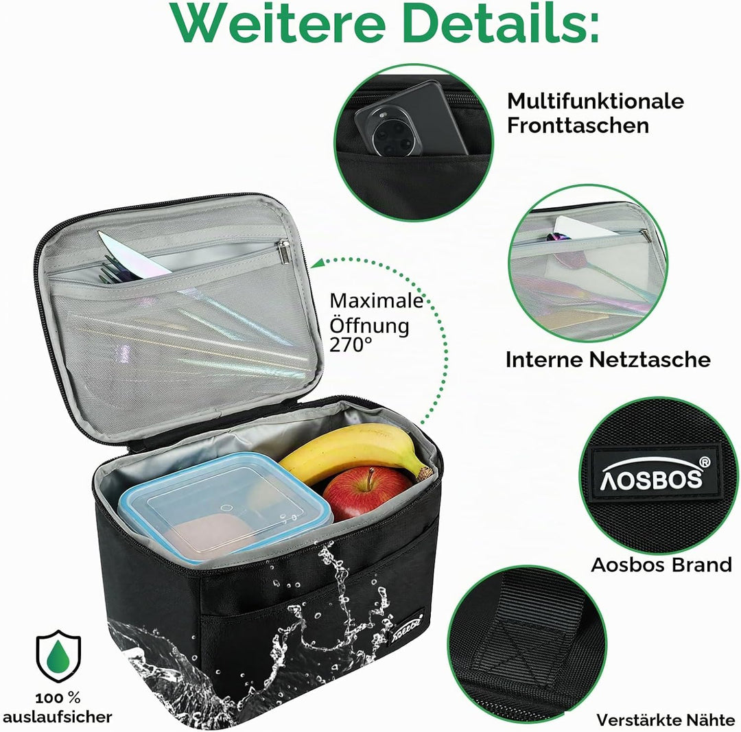 Kühltasche Klein Leicht Lunch Tasche Isoliertasche zur Arbeit Schule Faltbar Wasserdicht Lunchbag Re